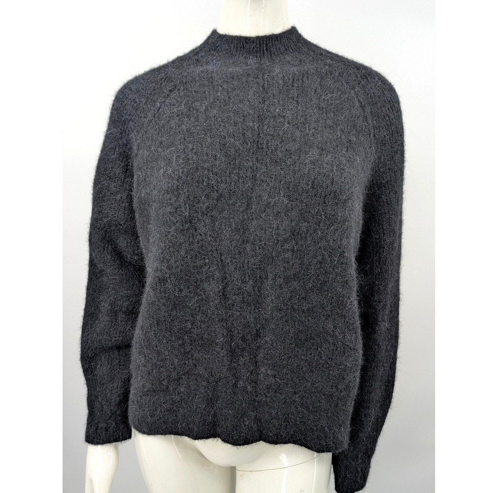 Sézane La Maille Black Baby Alpaca Sweater M Made Italy Fuzzy Knit Pullover